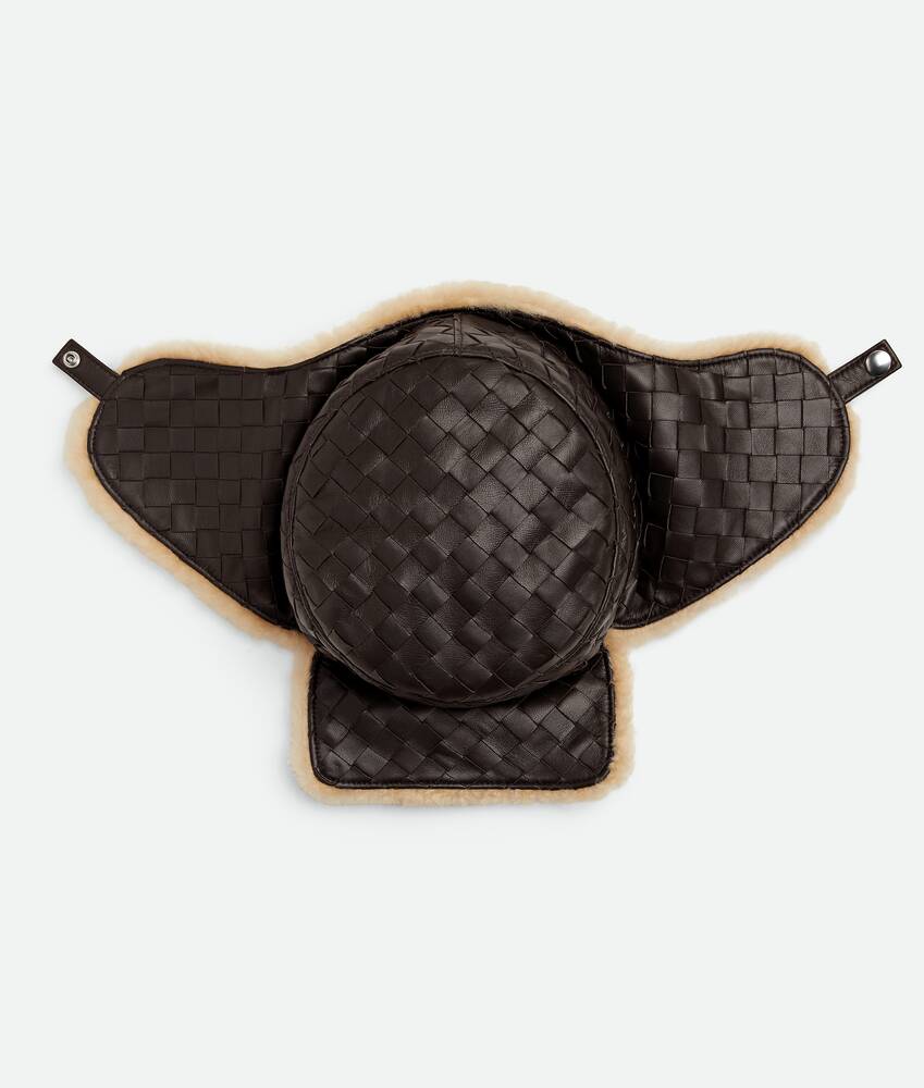 Display a large version of the product image 3 - Intrecciato Leather Aviator Hat