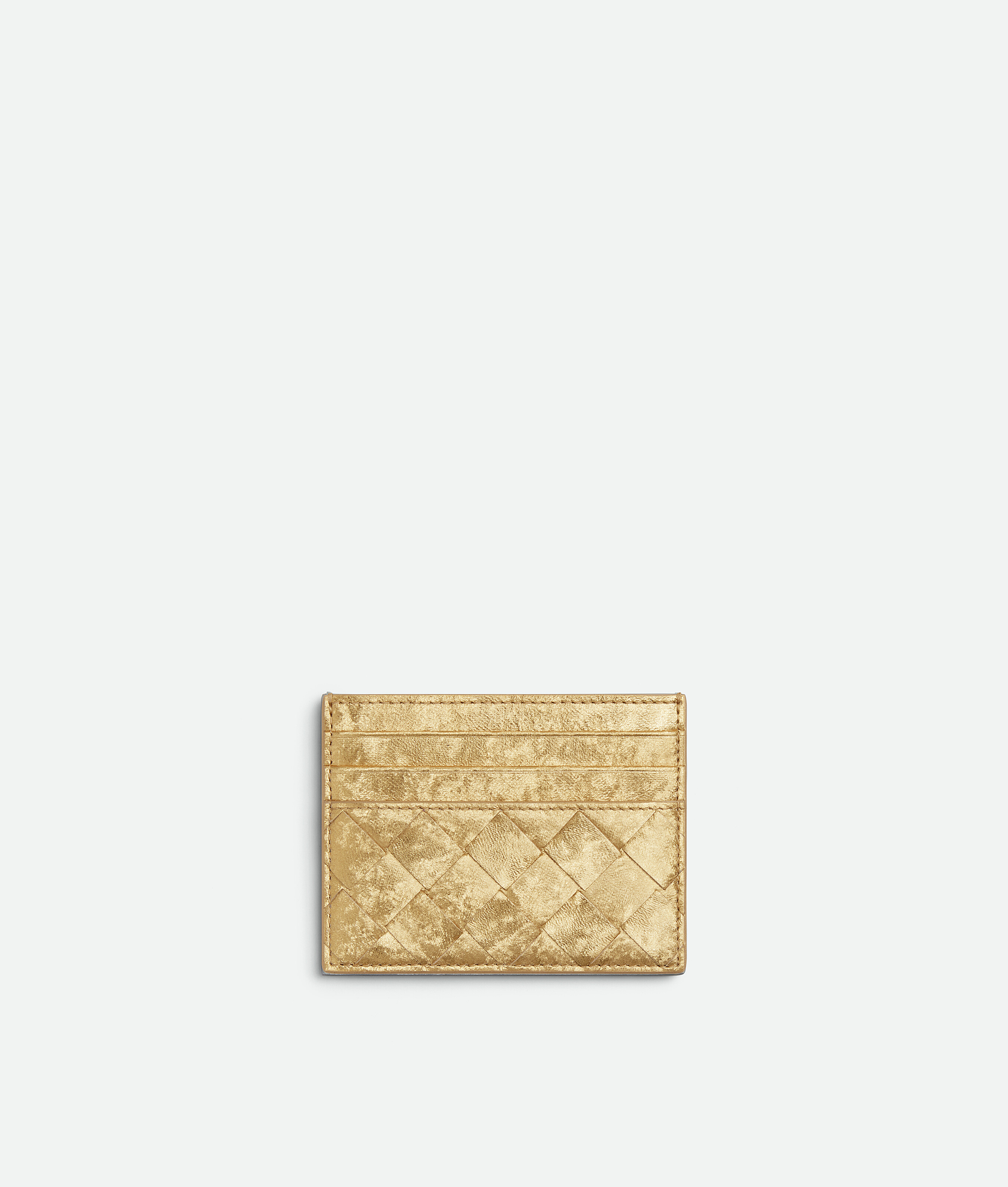 Women's Intrecciato Credit Card Case in Gold Bottega Veneta Czechia EN - Image 2