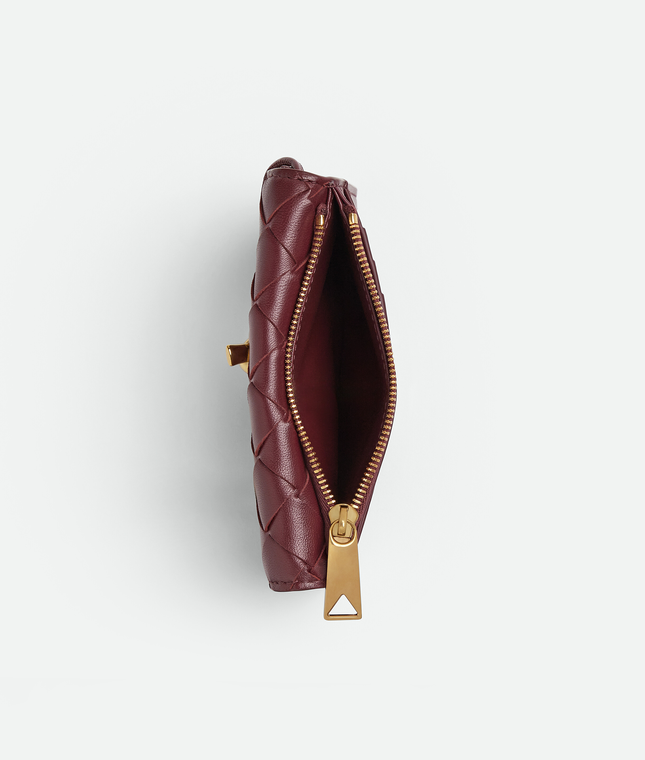 Bottega Veneta Andiamo Zipped Card Case In Burgundy