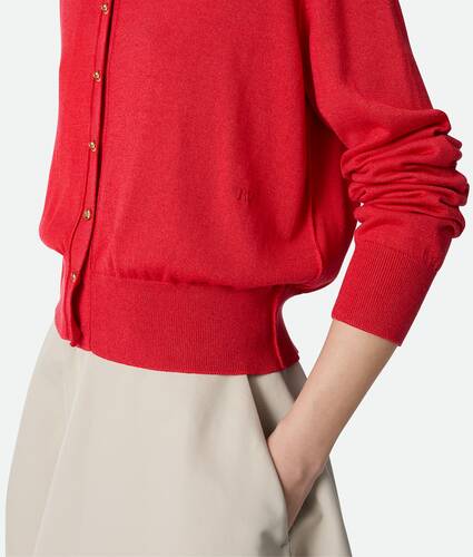 Women's Cotton And Viscose Twinset in Cherry tomato Bottega Veneta Singapore EN - Image 4