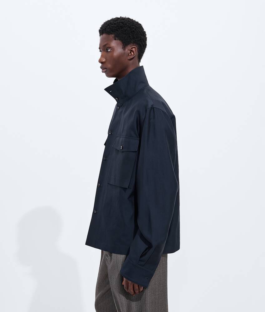Men's Cotton And Silk Shirt in Midnight blue Bottega Veneta United Kingdom EN - Image 2