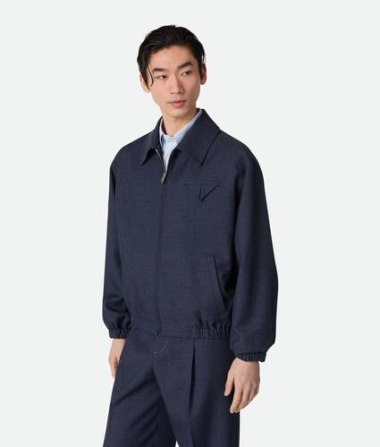 Men's Melange Wool Blouson in Dark indigo Bottega Veneta United States EN - Image 2