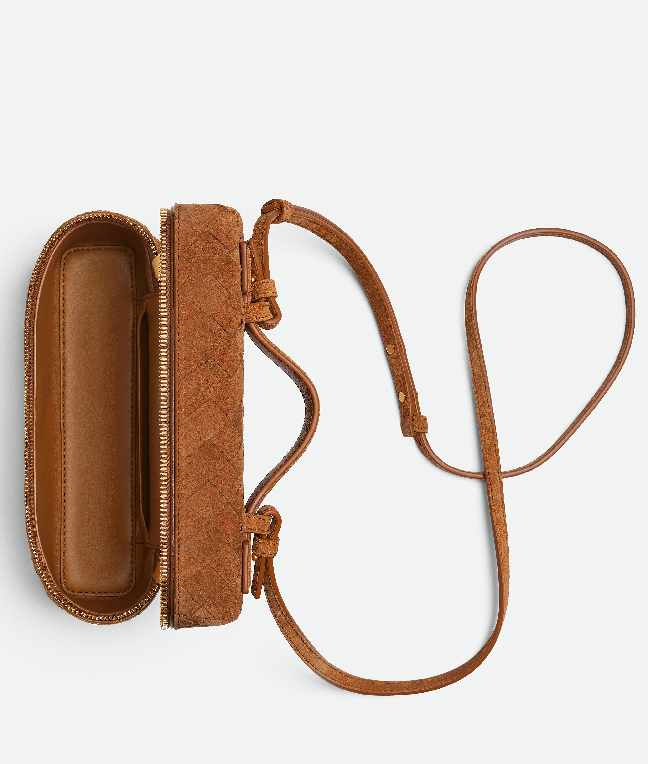 Bottega Veneta Women Bang Bang Leather Vanity-case With Intrecciato Motif In Brown