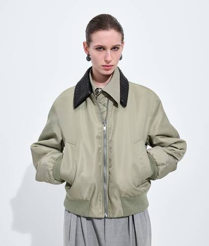 Women's Satin Nylon Blouson in Tarragon Bottega Veneta United States EN - Image 1