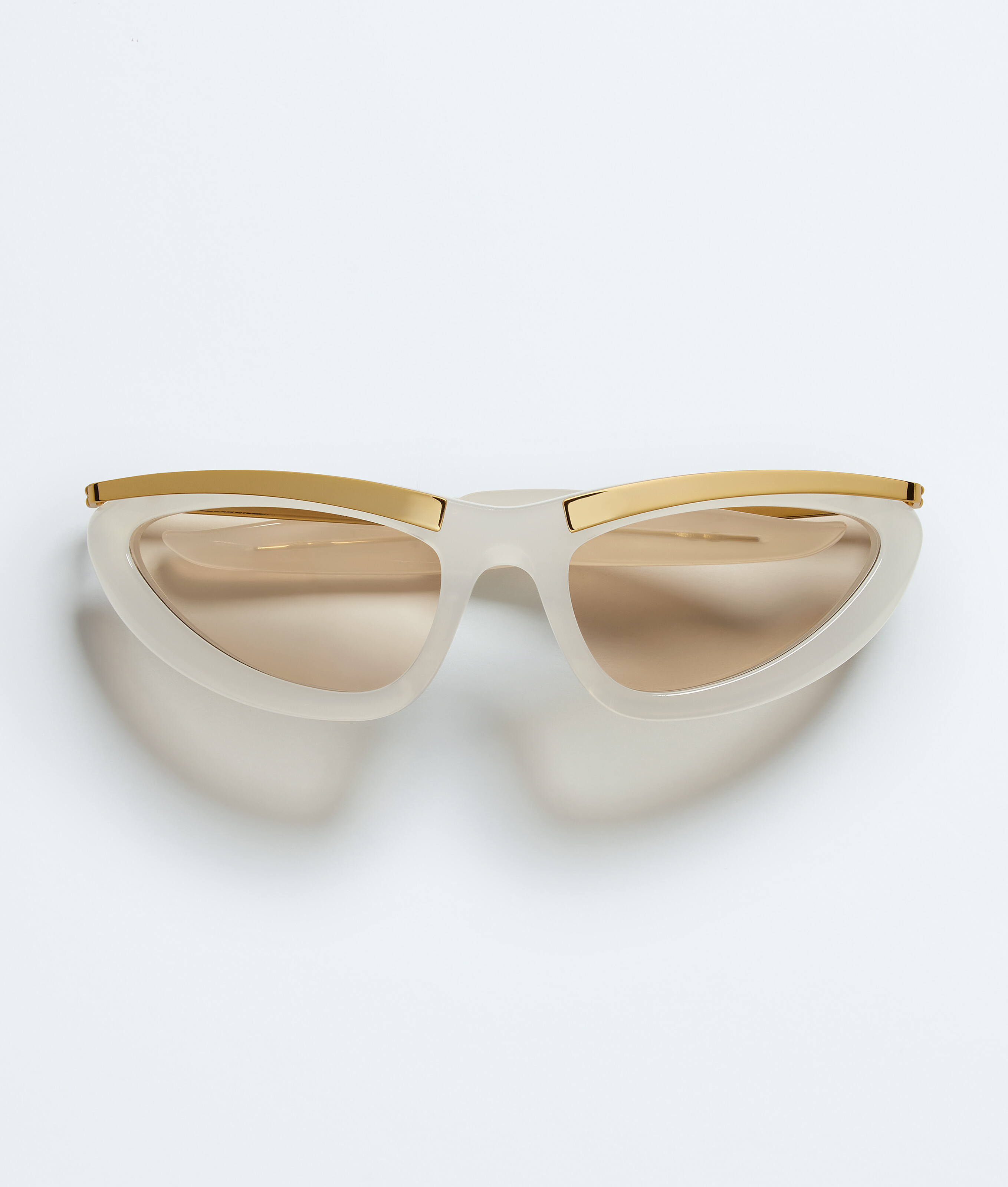 Prisma Cat Eye Sunglasses in Ivory/brown | Bottega Veneta US