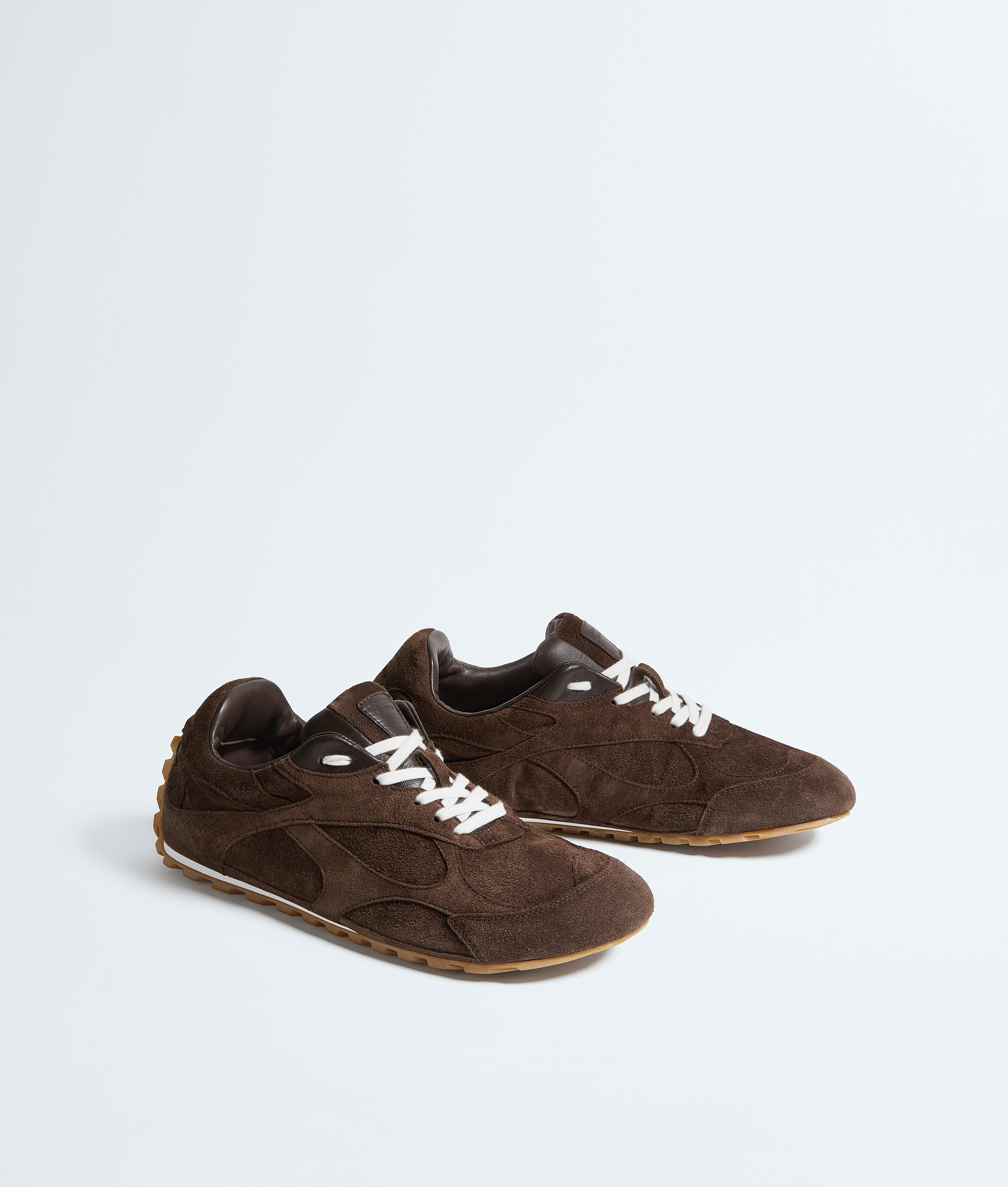 Bottega Veneta Orbit Flash Leather-trimmed Suede Sneakers In Brown