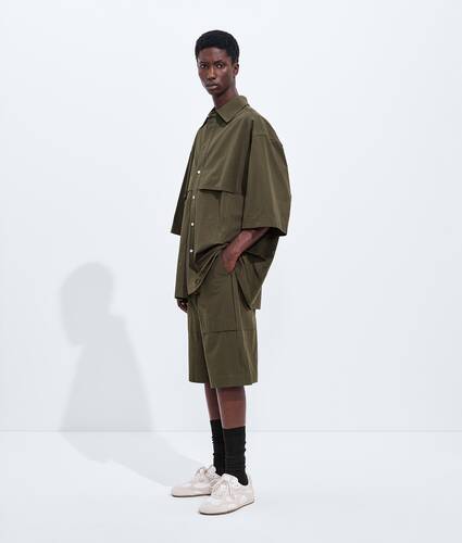 Men's Macro Intreccio Cotton Shorts in Wader green Bottega Veneta Bulgaria EN - Image 2