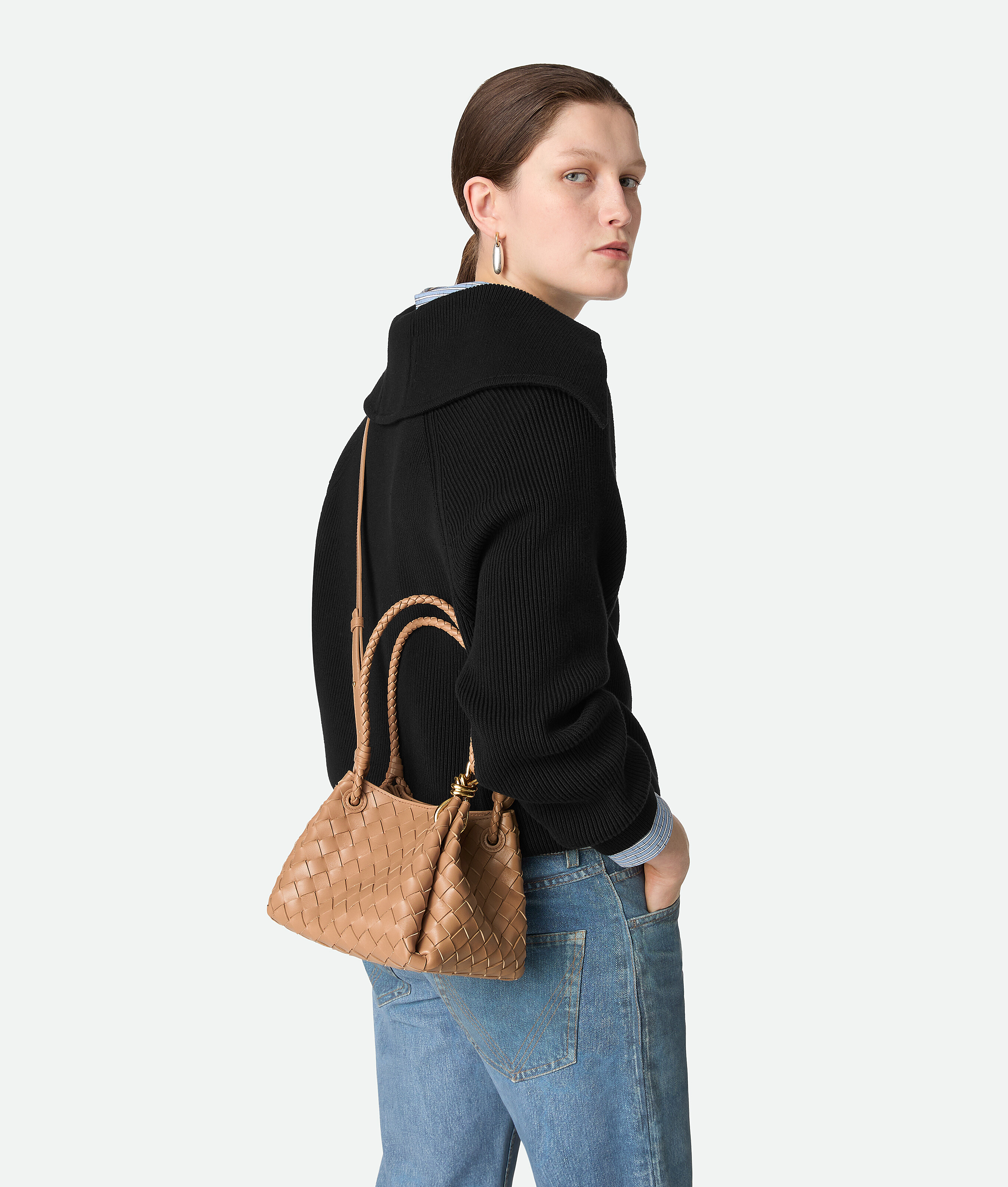 Bottega Veneta Womens Biscuit-m Brass Parachute Mini Leather Shoulder Bag