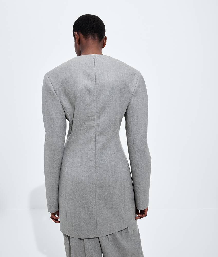 Kleid aus kompaktem Wollflanell f&uuml;r Damen in Sterling melange Bottega Veneta Deutschland DE - Image 2