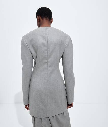 Kleid aus kompaktem Wollflanell f&uuml;r Damen in Sterling melange Bottega Veneta Deutschland DE - Image 2