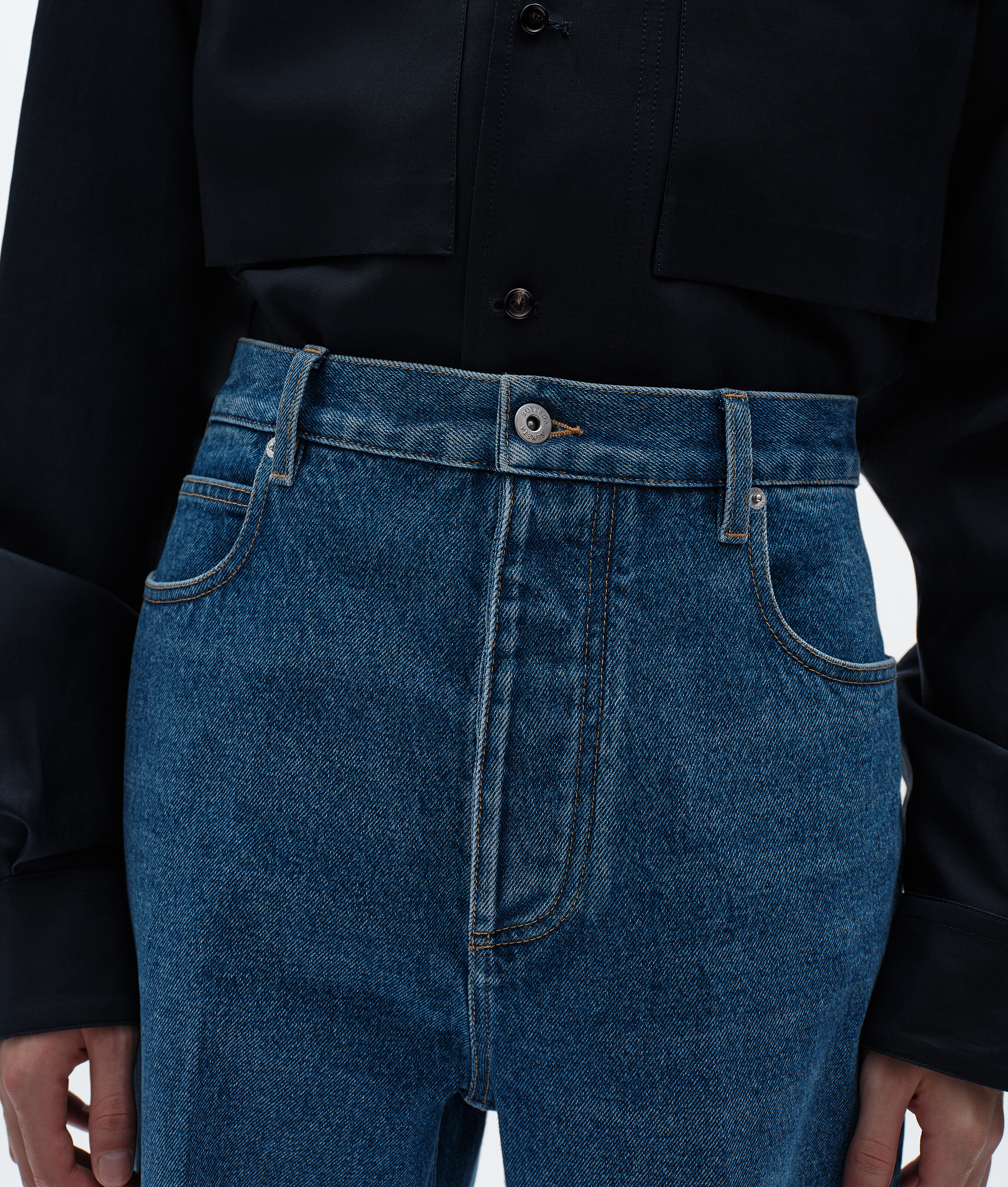 Men's Medium Indigo Wide Leg Jeans in Mid blue Bottega Veneta Zimbabwe EN - Image 4