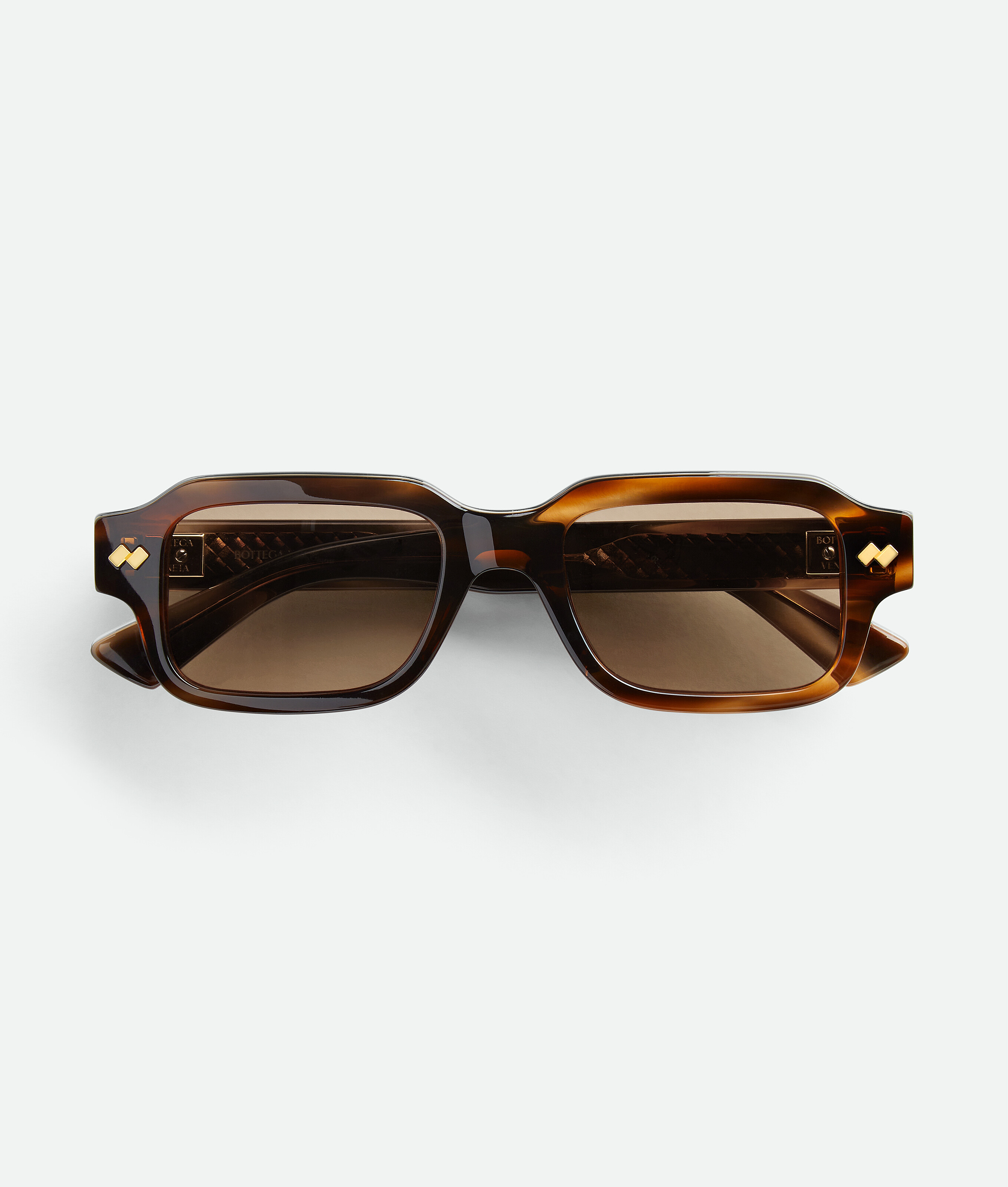 Intrecciato Rectangular Sunglasses in Havana/brown | Bottega Veneta US