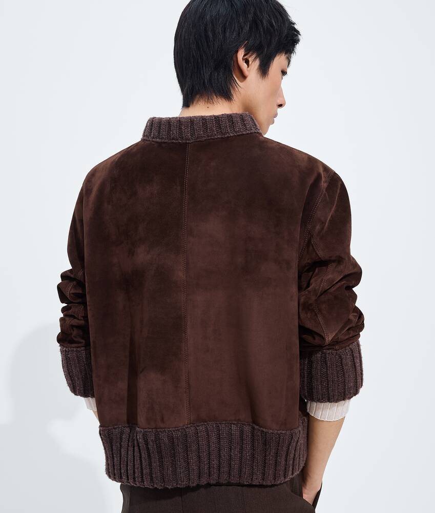 Men's Suede Leather Sweater in Chocolate Bottega Veneta Poland EN - Image 3
