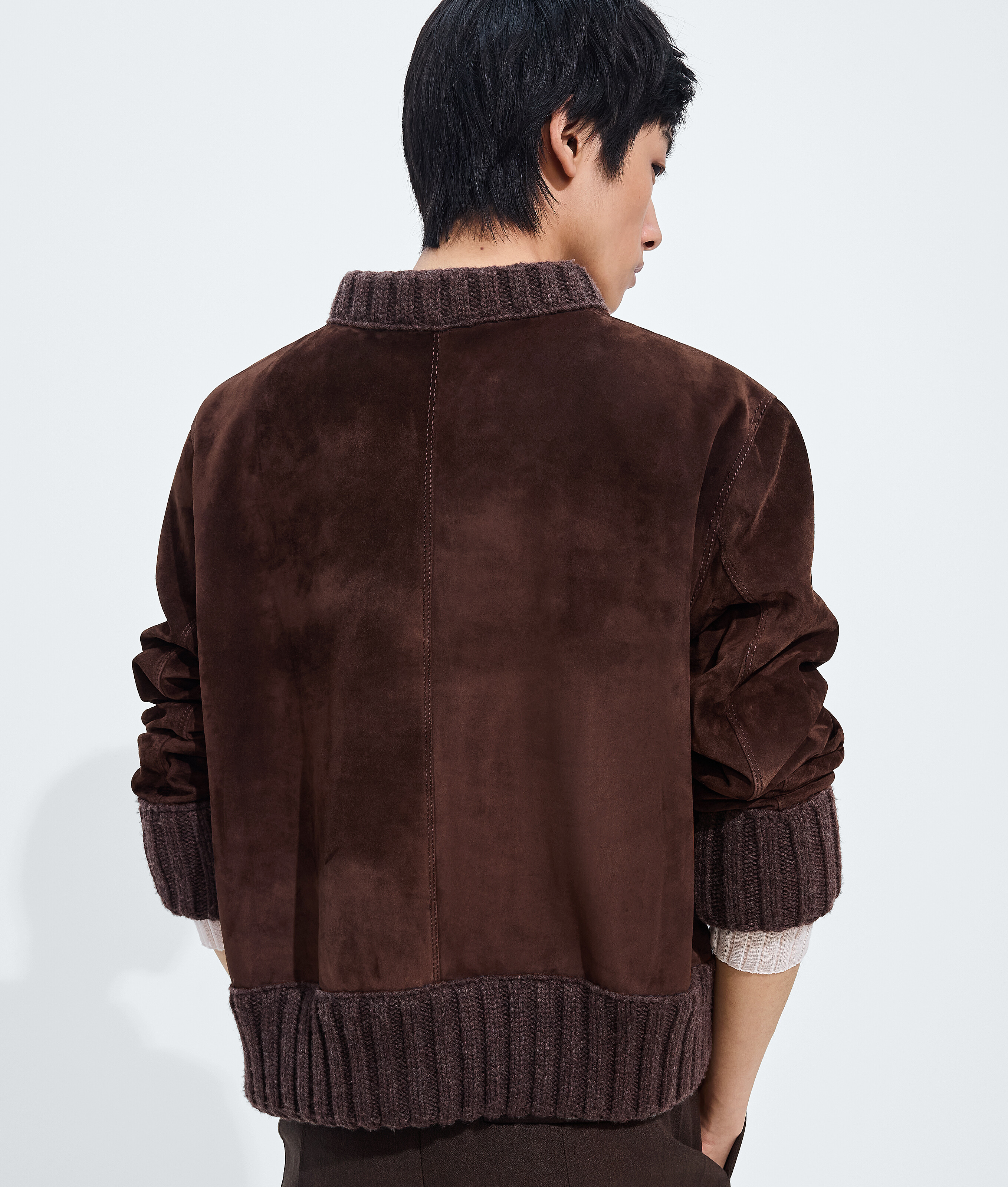 Men's Suede Leather Sweater in Chocolate Bottega Veneta Luxembourg EN - Image 3