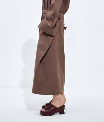 Women's Light Wool Toile Skirt in Camel melange Bottega Veneta Belgium EN - Image 2
