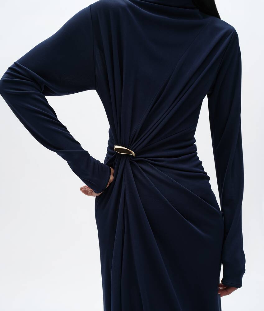 Women's Crepe Viscose Jersey Dress in Azurite Bottega Veneta Singapore EN - Image 3