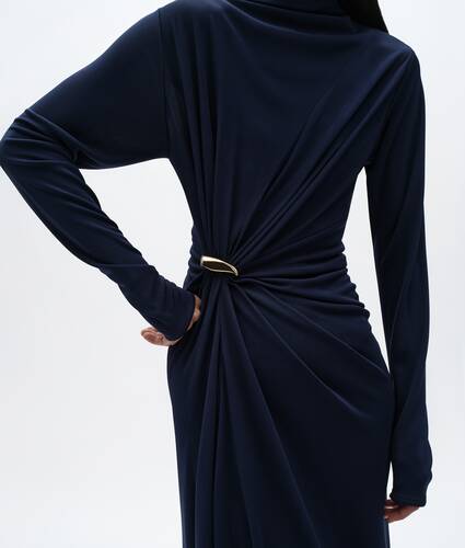 Women's Crepe Viscose Jersey Dress in Azurite Bottega Veneta Singapore EN - Image 3