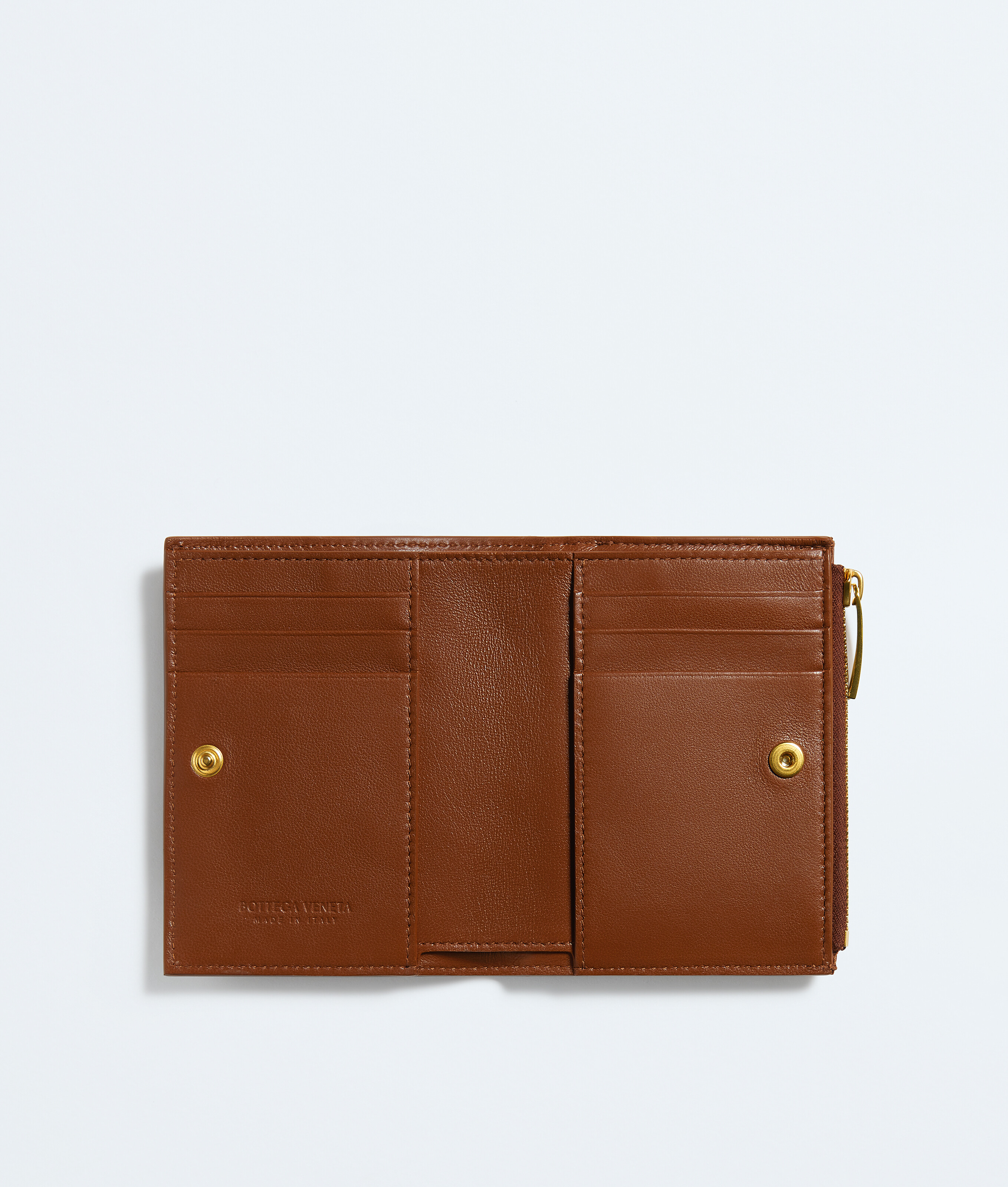 Women's Intrecciato Small Bi-Fold Wallet in Tannin Bottega Veneta Belgium EN - Image 2