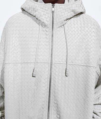 Men's Small Intrecciato Leather Blouson in Pearl gray Bottega Veneta United States EN - Image 4