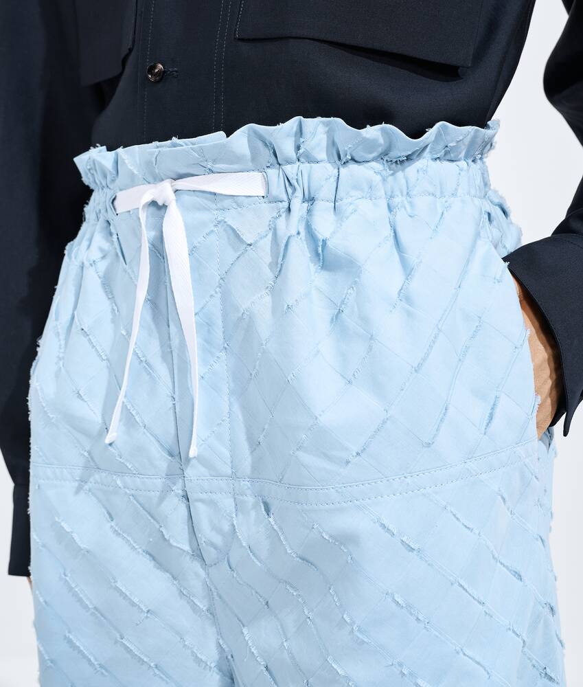 Men's Intrecciato Cotton Poplin Shorts in Oxford blue Bottega Veneta United Kingdom EN - Image 4