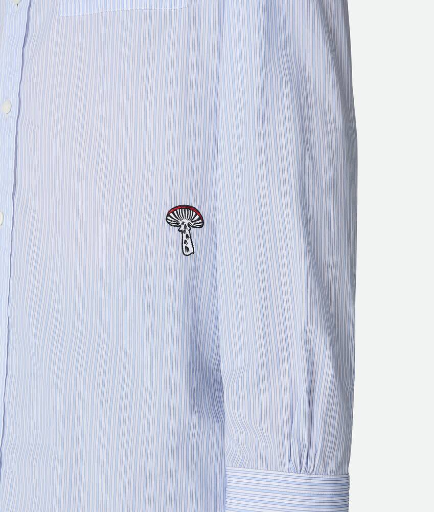 Men's Stripe Cotton Poplin Shirt in White/blue Bottega Veneta Spain EN - Image 4