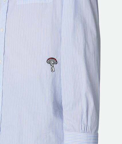 Men's Stripe Cotton Poplin Shirt in White/blue Bottega Veneta United Kingdom EN - Image 4