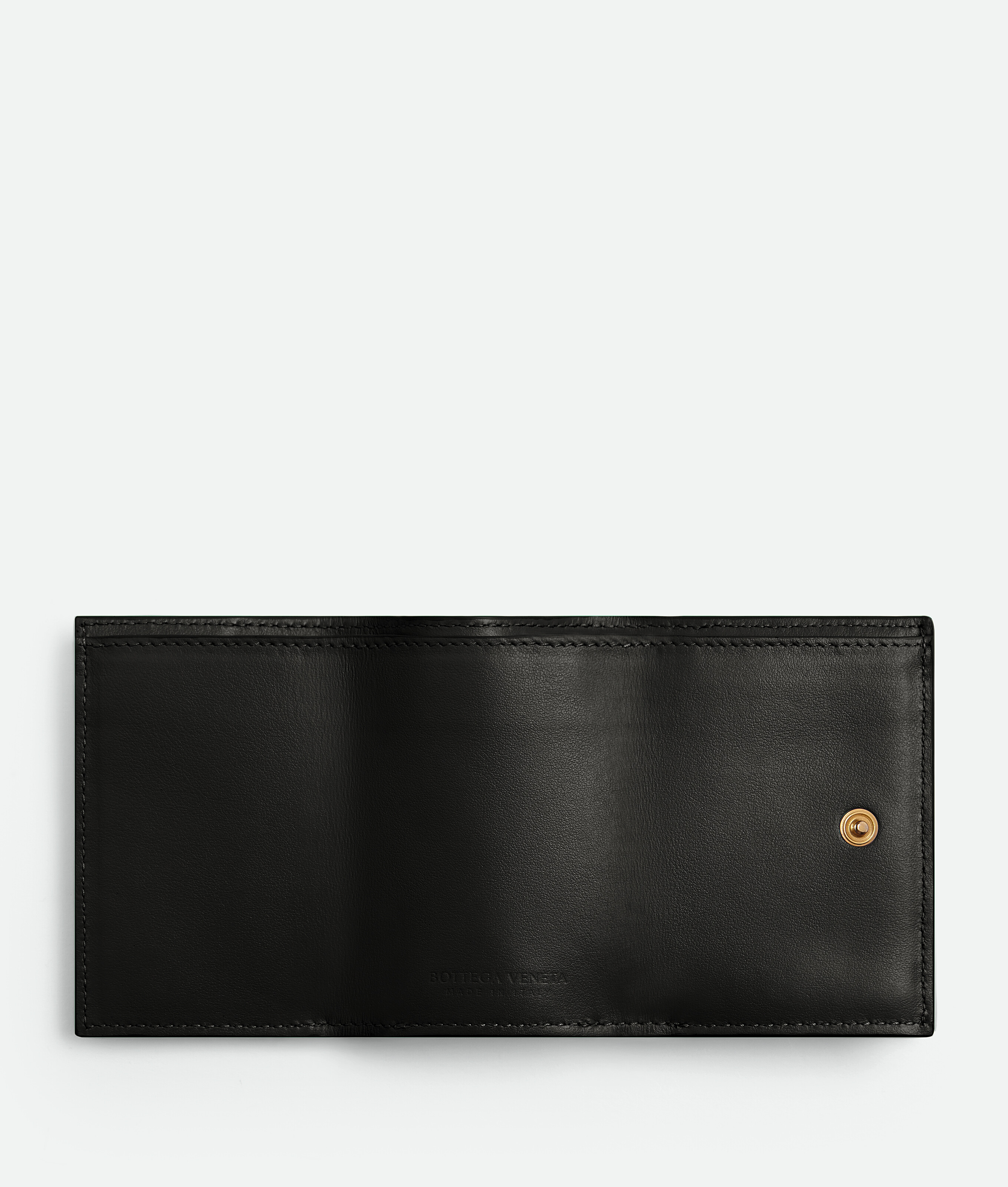 Bottega Veneta Tiny Intrecciato Tri-fold Portemonnaie In Black