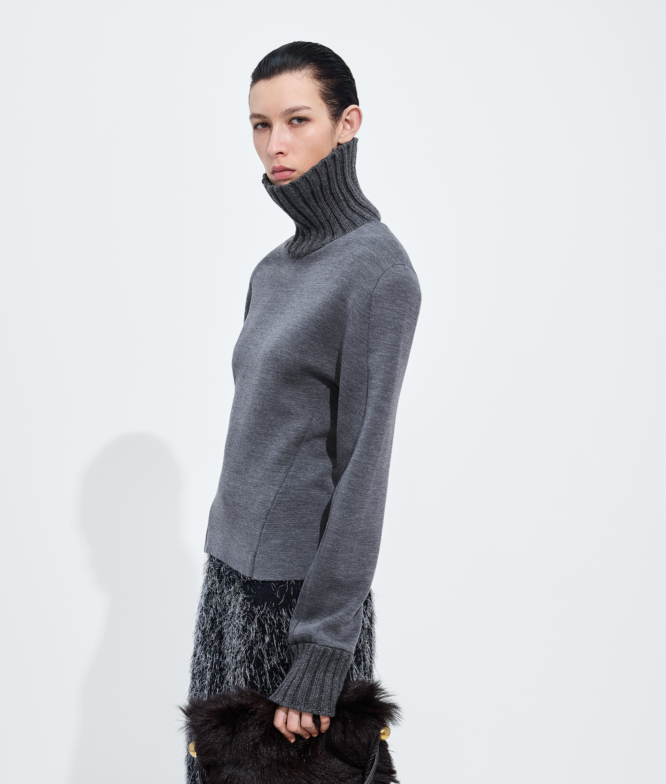 Women's Double Wool Sweater in Thunder Bottega Veneta Luxembourg EN - Image 2