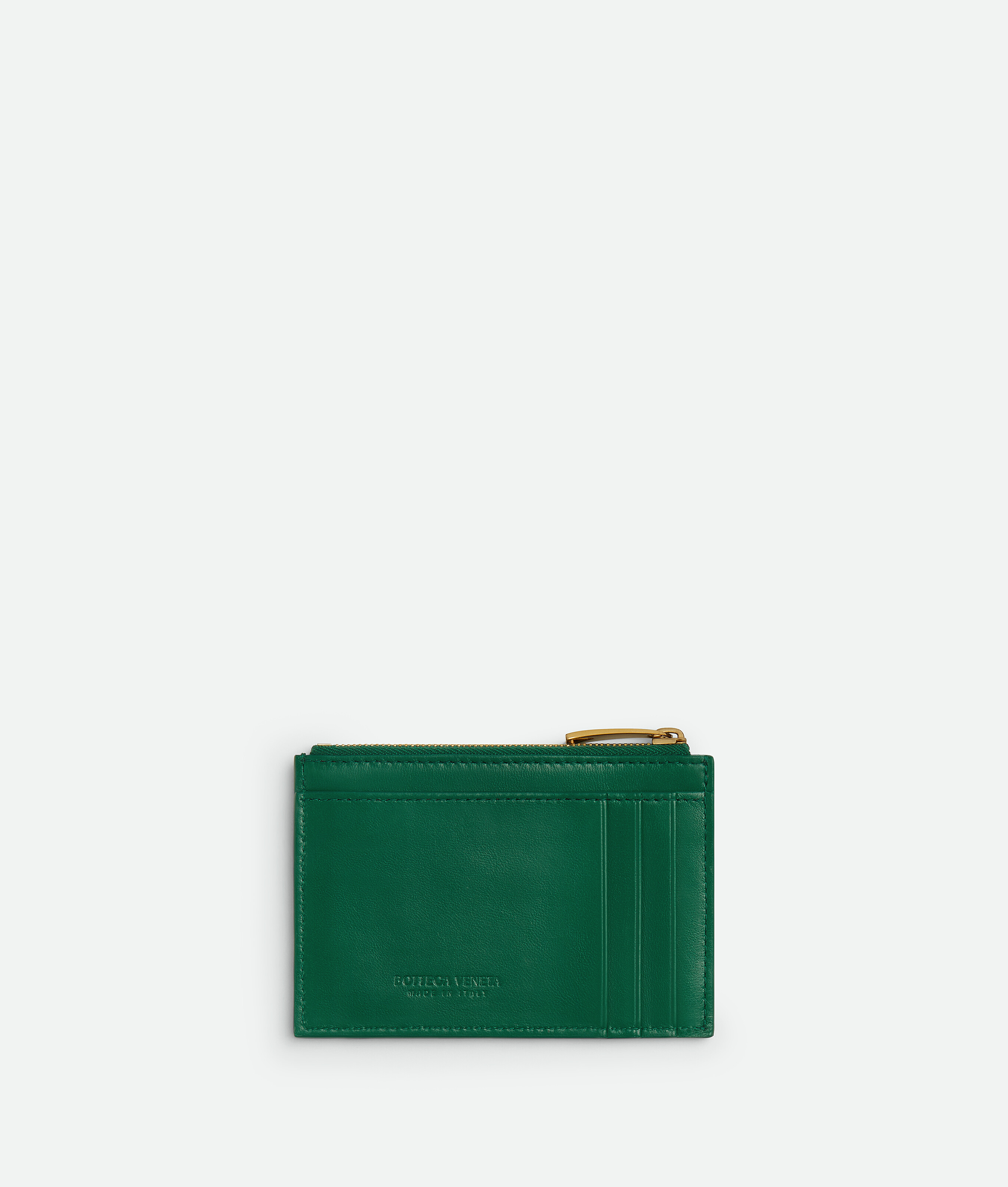 Bottega Veneta Intrecciato Zipped Card Case In Green