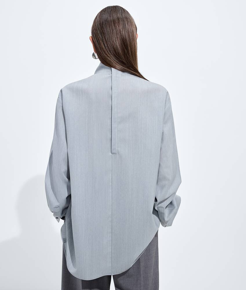 Women's Light Wool Toile Blouse in Blue shirt melange Bottega Veneta Belgium EN - Image 3
