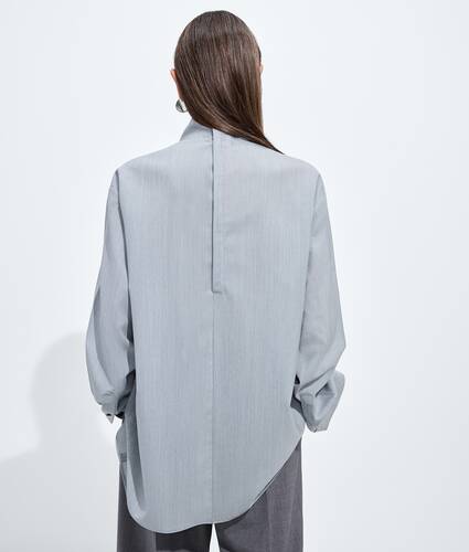 Women's Light Wool Toile Blouse in Blue shirt melange Bottega Veneta Belgium EN - Image 3