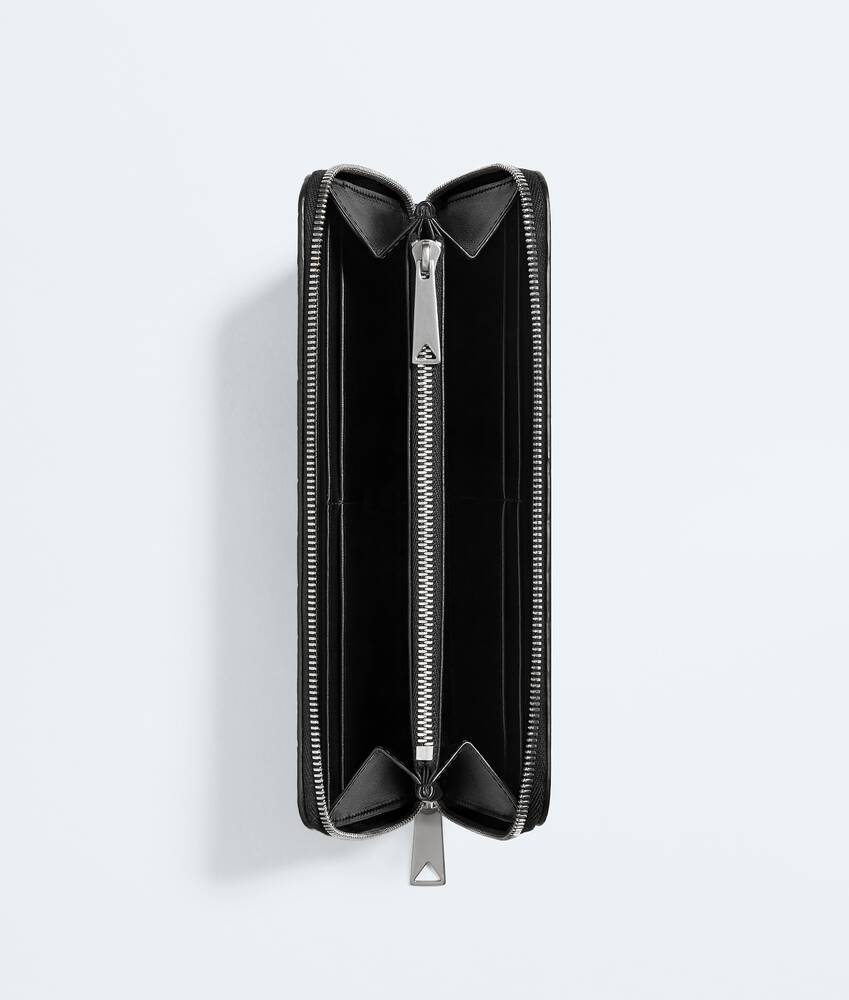 Men's Intrecciato Zip-Around Wallet in Black Bottega Veneta United Arab Emirates EN - Image 2