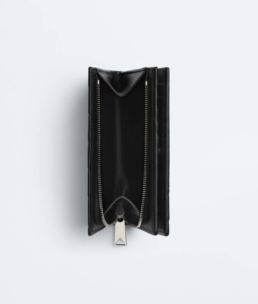 Men's Intrecciato Medium Bi-Fold Wallet With L-Zip in Black Bottega Veneta Japan EN - Image 4
