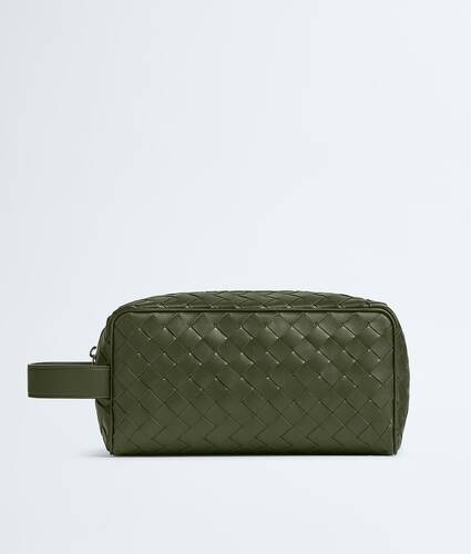 Men's Intrecciato Travel Pouch in Green tweed/mineral Bottega Veneta Singapore EN - Image 1