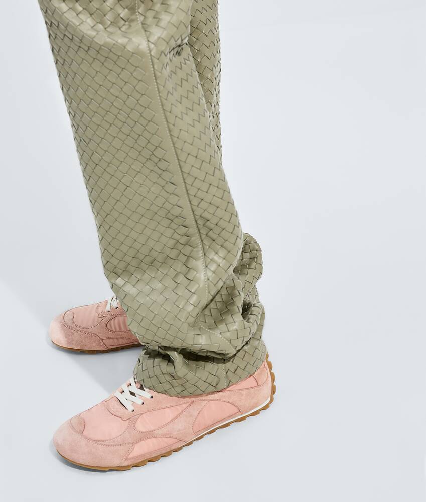 Women's Orbit Flash Sneaker in Terra pink/olive oil Bottega Veneta Italy EN - Image 2