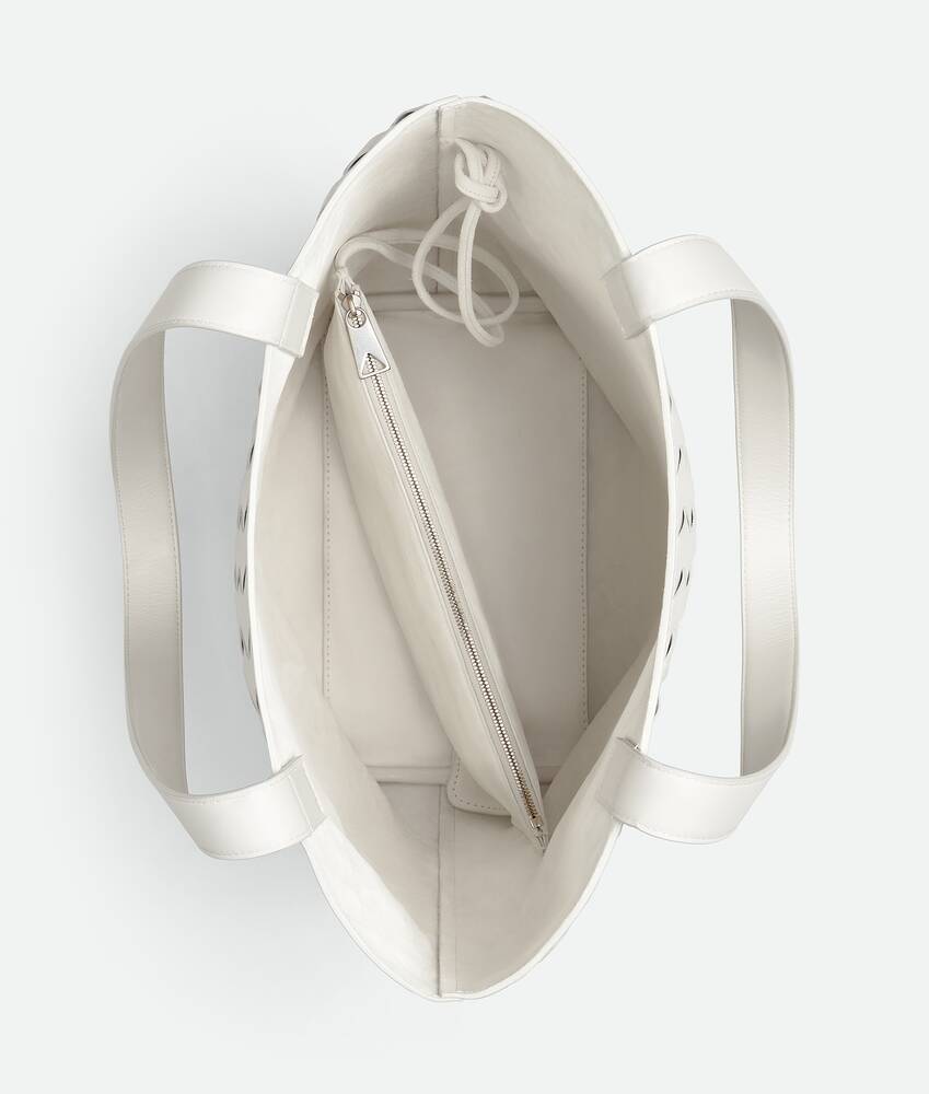 Men's Small Intrecciato North-South Tote in White Bottega Veneta United States EN - Image 3