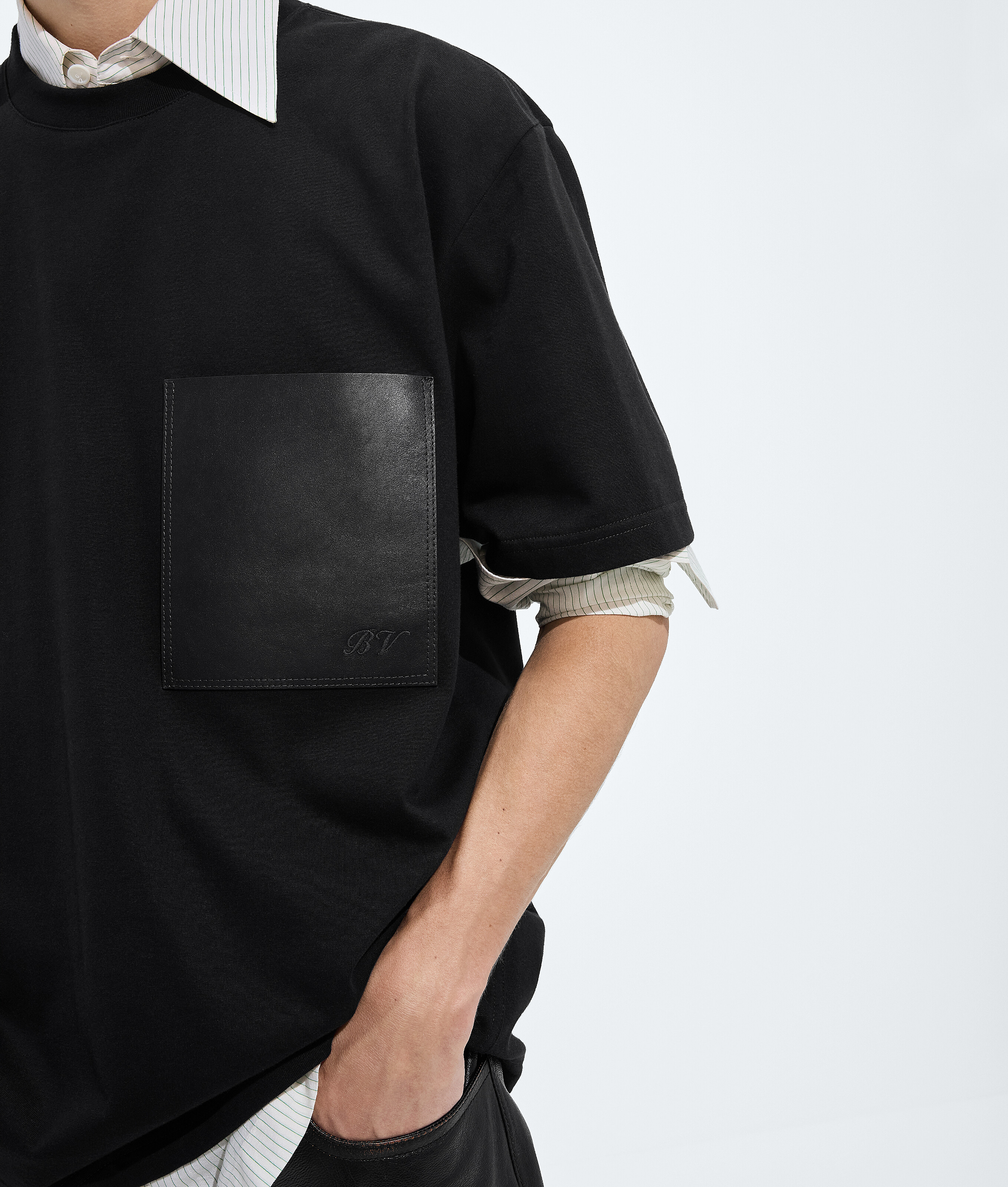 Men's Cotton Jersey T-Shirt in Double black Bottega Veneta Luxembourg EN - Image 4