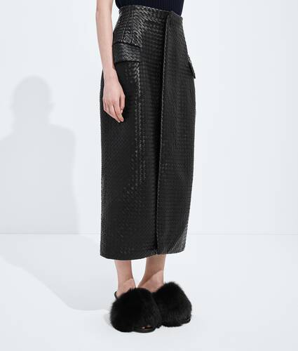 Intrecciato Lederrock f&uuml;r Damen in Double black Bottega Veneta &Ouml;sterreich DE - Image 2