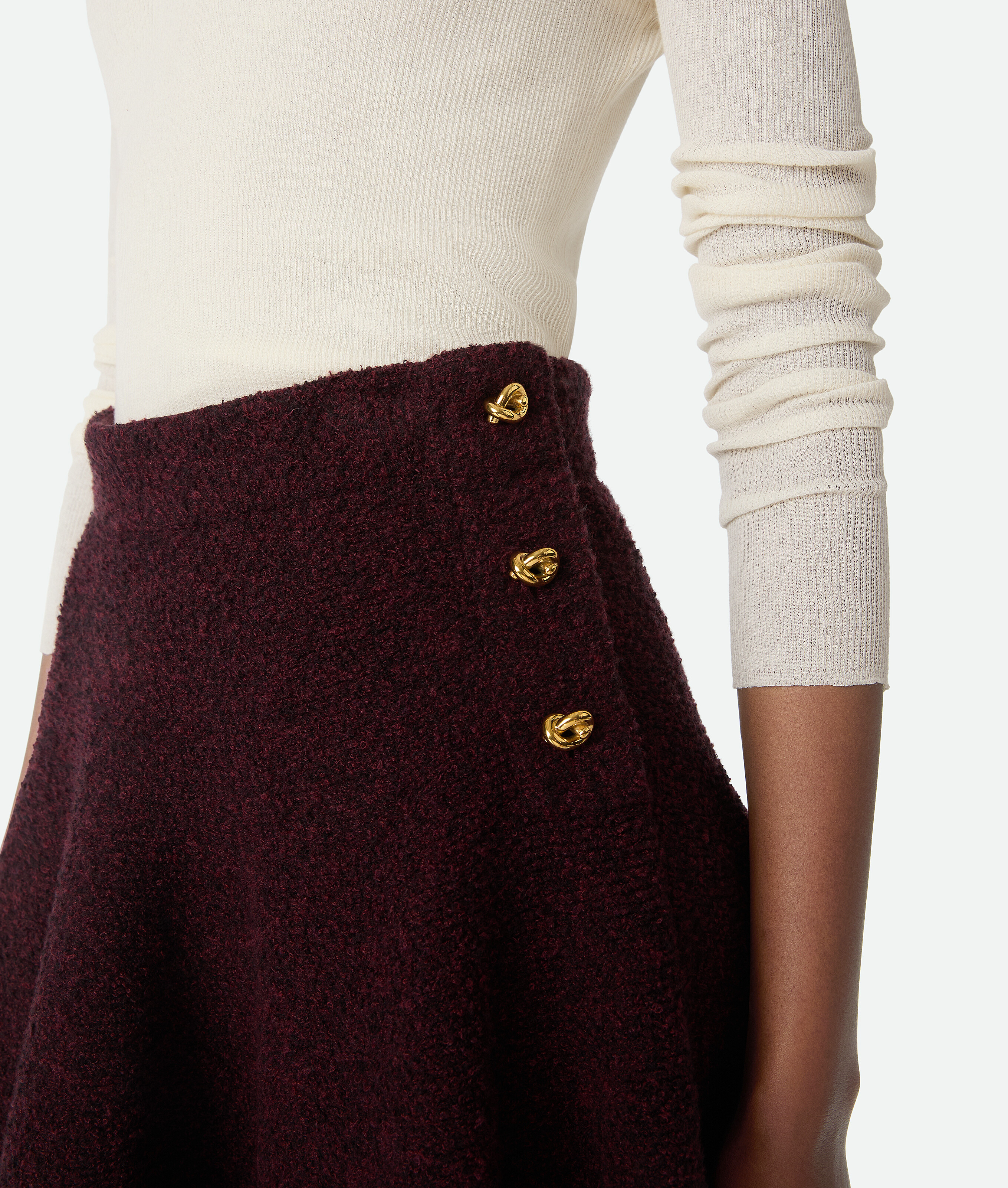 Bottega Veneta Wool Bouclé Skirt In Brown