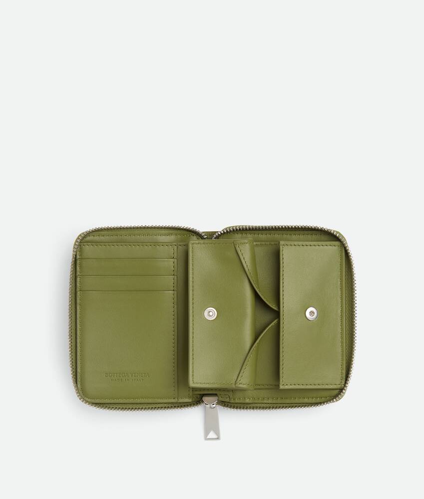 Men's Intrecciato Stamp North/South Compact Zip Around Wallet in Matcha Bottega Veneta Japan EN - Image 4