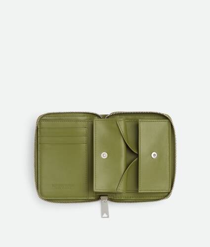 Men's Intrecciato Stamp North/South Compact Zip Around Wallet in Matcha Bottega Veneta Japan EN - Image 4