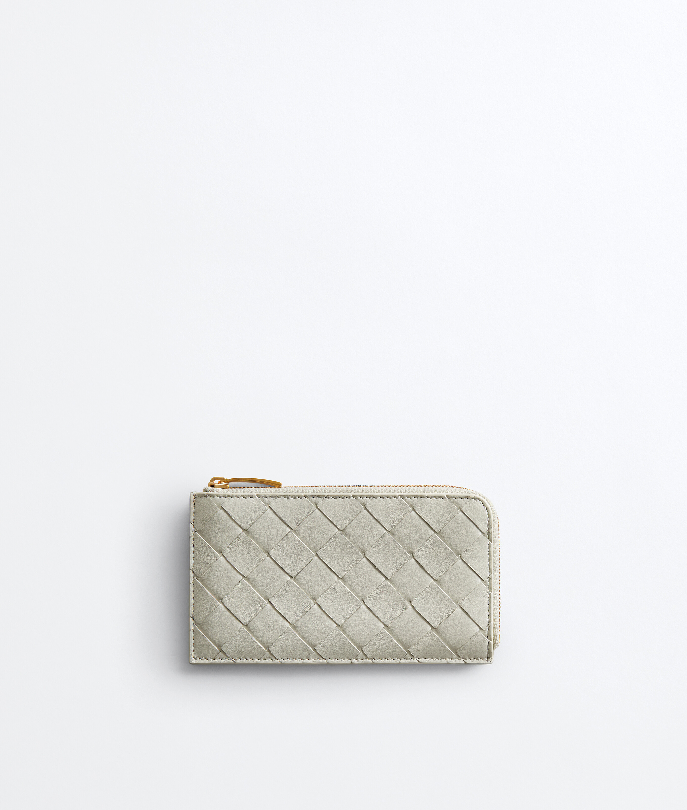 Bottega Veneta Intrecciato L-zipped Card Case In Silica Grey