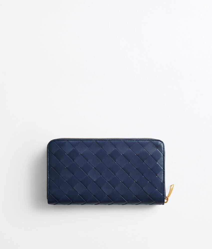 Women's Intrecciato Zip-Around Wallet in Petroleum/glacial Bottega Veneta Italy EN - Image 3