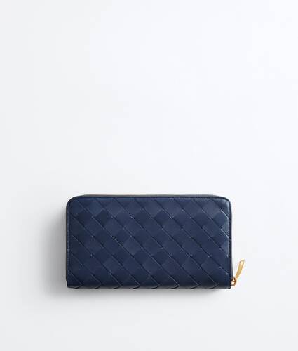 Women's Intrecciato Zip-Around Wallet in Petroleum/glacial Bottega Veneta Italy EN - Image 3