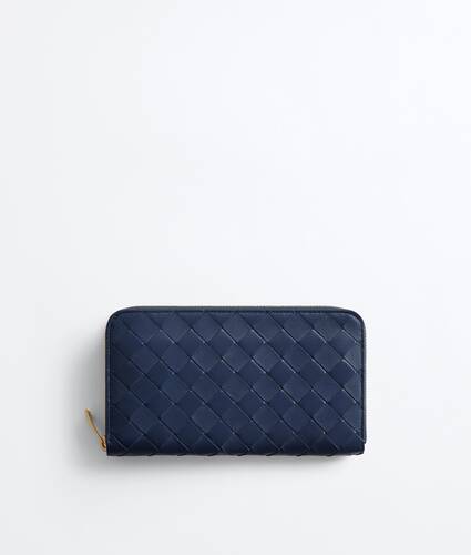 Women's Intrecciato Zip-Around Wallet in Petroleum/glacial Bottega Veneta Italy EN - Image 1