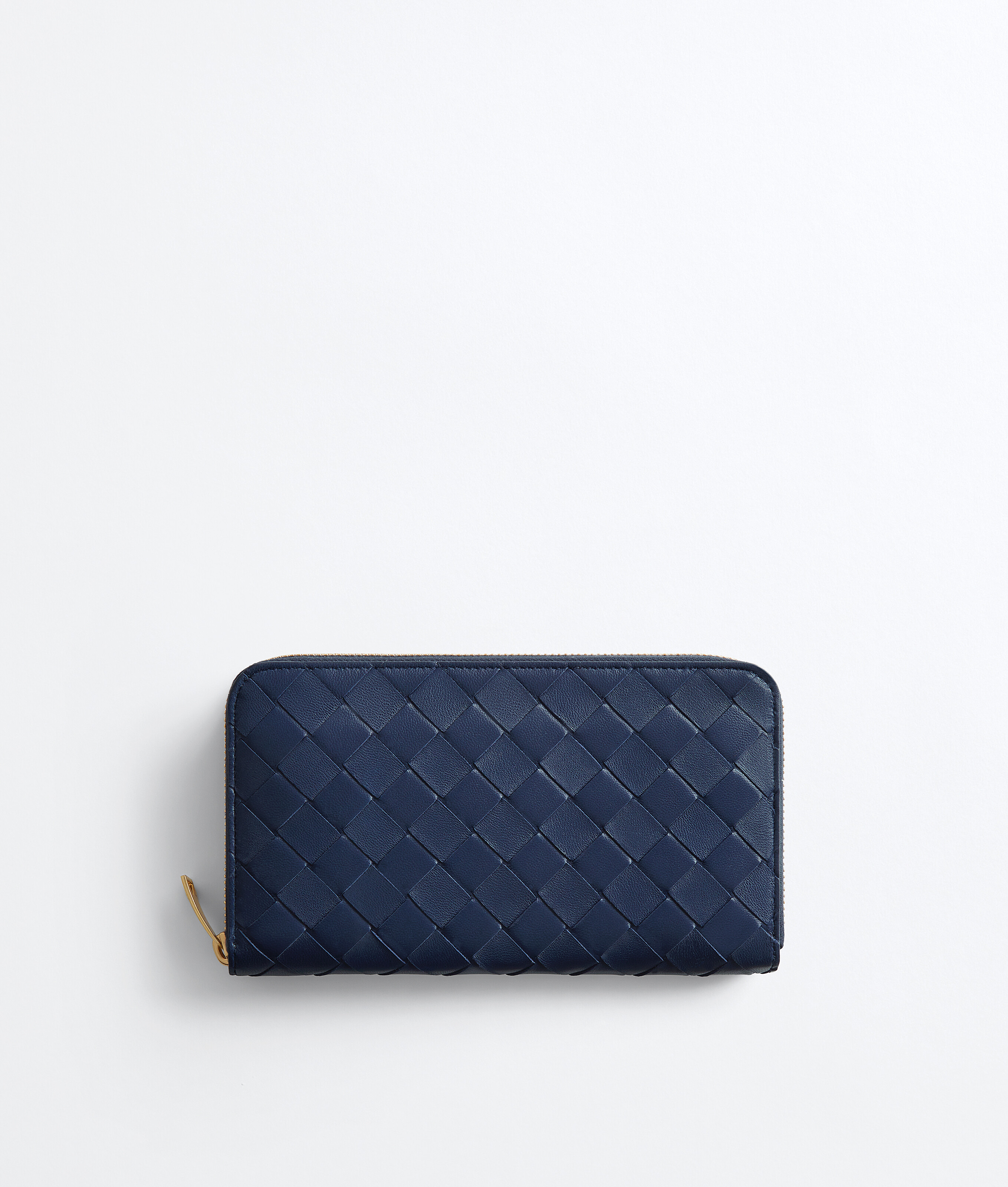 Bottega Veneta Intrecciato Zip Around Wallet In Petroleum/glacial