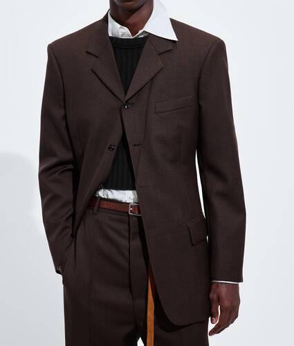 Men's Wool and Mohair Toile Jacket in Light wenge mel Bottega Veneta Poland EN - Image 4