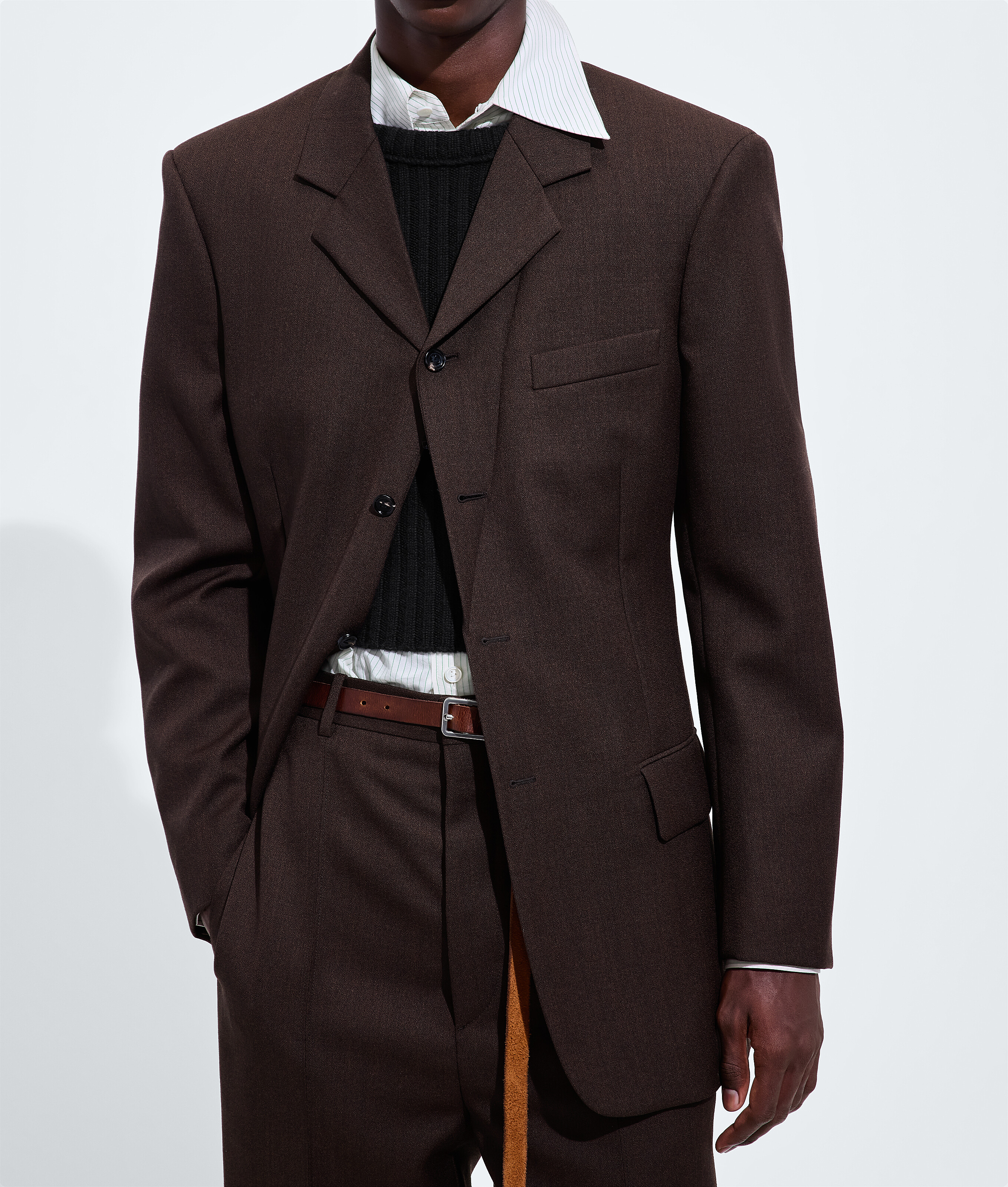 Men's Wool and Mohair Toile Jacket in Light wenge mel Bottega Veneta Luxembourg EN - Image 4