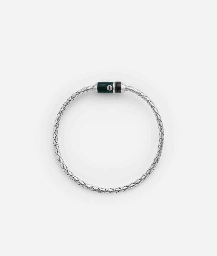 Men's Intreccio Bracelet in Black/emerald green Bottega Veneta Finland EN - Image 3
