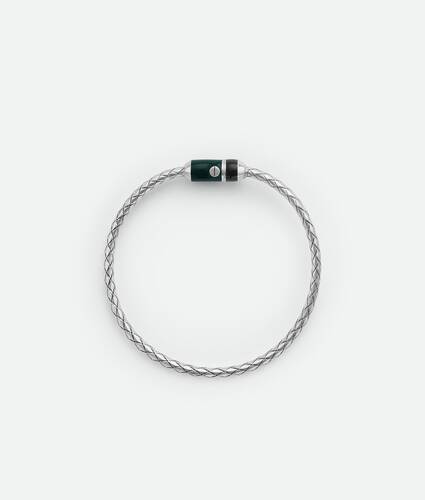 Men's Intreccio Bracelet in Black/emerald green Bottega Veneta Finland EN - Image 3